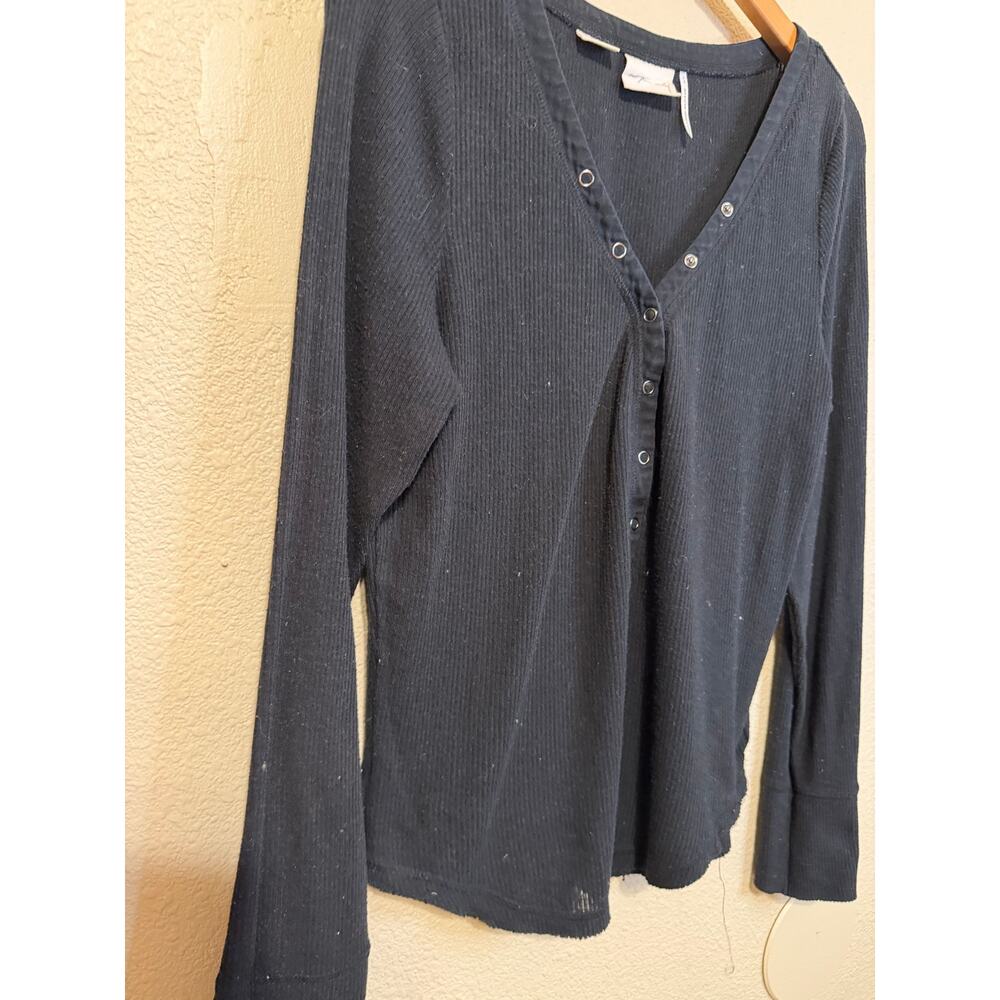Urban Outfitters Out From Under Black Long Sleeve Henley Tee Ribbed Large Cozy - Picture 3 of 10